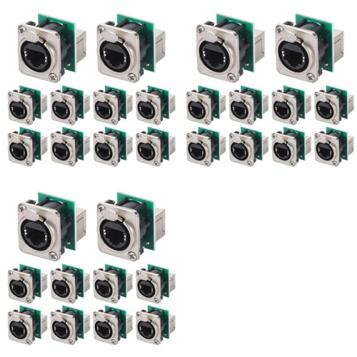 30 Stück Ethercon RJ45-Einbaubuchse, NE8FDP Ethercon-Durchgangsstecker, D-Serie Cat5 RJ45-Einbaubuchse 1