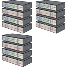 Lot de 12 Boîtes de Rangement Sous le Lit - Organisateurs pour Vêtements, Couvertures et Chaussures avec Poignées