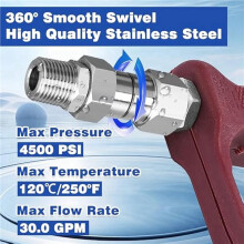 4pcs 3/8inch NPT Pressure Washer Swivel Fitting,Anti-Twist 3/8inch Swivel Male to Female Adapter,360 Swivel Connector