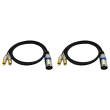 2X Cabo de Áudio XLR Macho para RCA Macho Duplo Cabo RCA Phono HiFi Estéreo Subwoofer Alto-Falante para Mixer Estúdio Monitor 1m