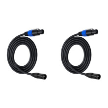 2X Cabo de Áudio SpeakOn para XLR, Extensão SpeakOn para XLR, Ideal para DJs, PA, Shows e Microfones de Palco. Conexão de 3 Pinos XLR Macho.