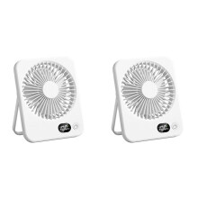2X Portable Desk Fan USB Rechargeable Fan 180 Tilt Folding Personal Fan with Power Display 5 Speeds Ultra Quiet Table B