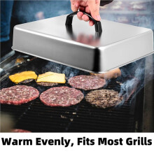 2X Stainless Steel Frying Pan Covers Barbecue Sandwiches Steak Pot Lids Rectangular Grill Basting Cover