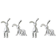 4pcs Stylish Metal Bunny Figurines - Elegant Home Decor, Perfect Gift for Animal Lovers, Rabbit Bedside Table Ornament
