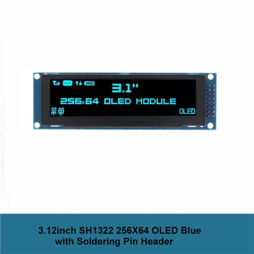 2X Display OLED de 3,12 Polegadas 256x64 SSD1322 Driver Módulo LCD Gráfico Paralelo/SPI Pino de Solda para /C51 Azul