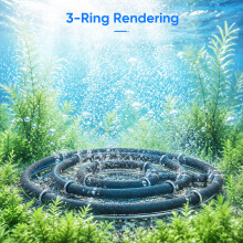 Nastopee 35cm Pond Aerator Ring, 3-Loop Stainless Steel Oxygen Diffuser with 8mm Tube & 5m Hose, Air Stone for Koi Garden Pond Aquarium