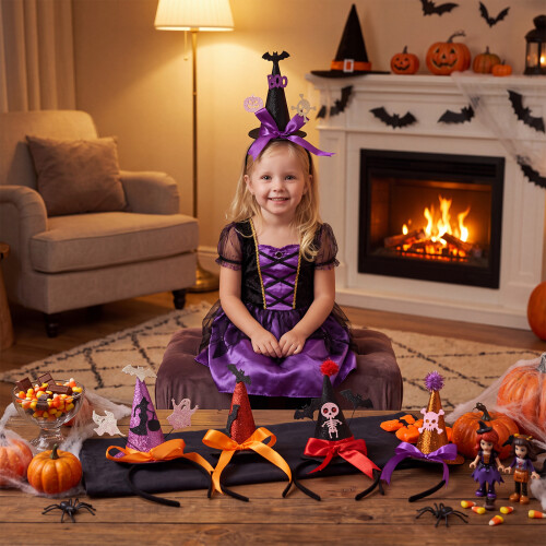 Living And Home 5-Piece Halloween-Themed Witch Hat Headbands 2