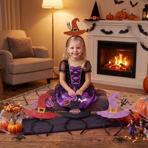 Living And Home 4-Piece Halloween-Themed Witch Hat Headbands 2