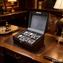 WestWood Ebony Wood Watch Box 6 Slot Storage Case w/ Soft Velvet Pillow WCB02
