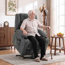HOMCOM Dual Motor Recliner Chair Power Lift Chair w/ Massage Heat, Dark Grey
