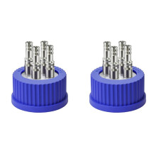 2X 304 Stainless Steel GL45 Safety Bottle Cap for Laboratory Use, Large Size, 8-10mm Diameter Large - 4 Port