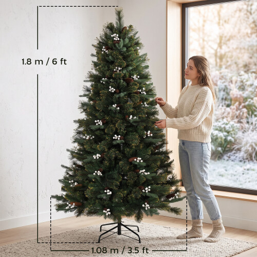 Homcom HOMCOM 6ft Artificial Christmas Tree with 716 Branch Tips for Holiday Decor 2