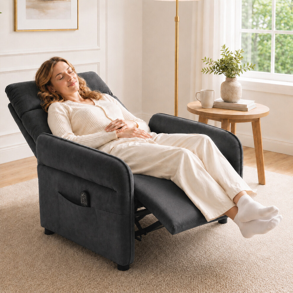 Homcom Recliner Armchair, Manual Recliner Chair, Massage & Heat, Dark Grey