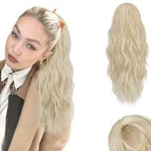 Künstliche Haare Clip-In Pferdeschwanz Synthetisch Gewellt Blond 45 cm