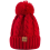 Damen Winter Beanie Mütze mit Bommel Warm Dick Gefüttert Rot 1