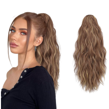 Synthetische Haarverlängerung Pferdeschwanz Clip Wellig Braun 45 cm