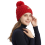 Damen Winter Beanie Mütze mit Bommel Warm Dick Gefüttert Rot 3