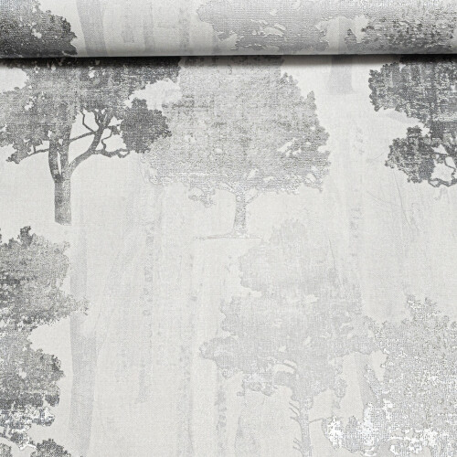 Silver Forest Tree Wallpaper Shimmer Heavyweight Embossed Thick Vinyl Paste Wall 1