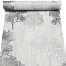 Silver Forest Tree Wallpaper Shimmer Heavyweight Embossed Thick Vinyl Paste Wall