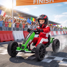 (Green) AIYAPLAY Electric Go Kart for Kids with Dual Motors, Adjustable Seat