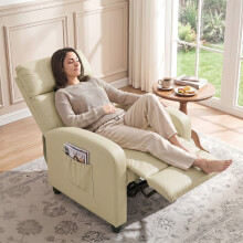 HOMCOM Recliner Sofa Chair PU Leather Massage Armcair w/ Remote, Cream White