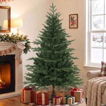 HOMCOM 150 cm Artificial Christmas Tree Solid Pine Wood Stand, Green