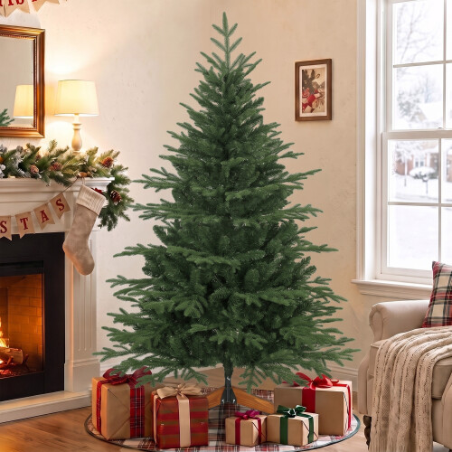 Homcom HOMCOM 150 cm Artificial Christmas Tree Solid Pine Wood Stand, Green