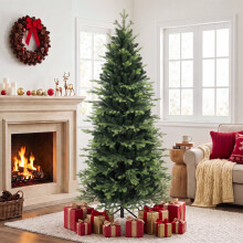 HOMCOM Geneva Fir Hinged Xmas Tree with 2079 Branch Tips, Green