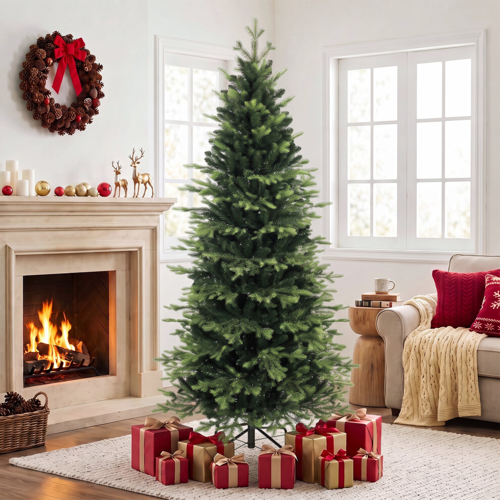Homcom Unisex Green Geneva Fir Hinged Xmas Tree With 2079 Branch Tips, | : 210 Cm - Image 6