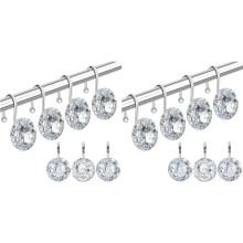 24PCS Shower Curtain Hooks Rings for Bathroom,Acrylic Decorative Rhinestones Shower Curtain Rings Hangers
