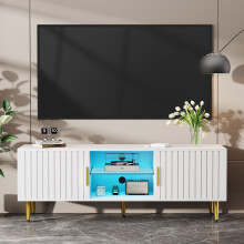 Modern TV Cabinet Unit Bench Cupboard with LED Light - 140cm