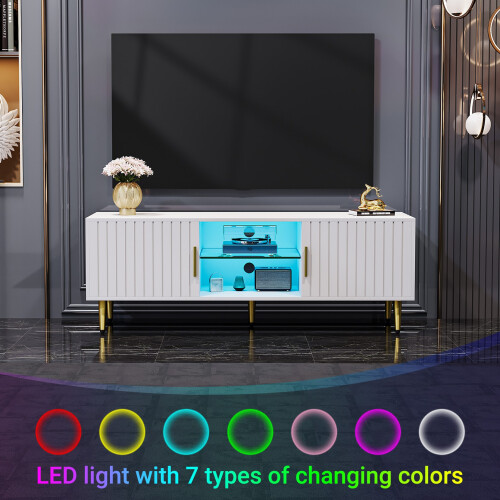Modern TV Cabinet Unit Bench Cupboard with LED Light - 140cm 1