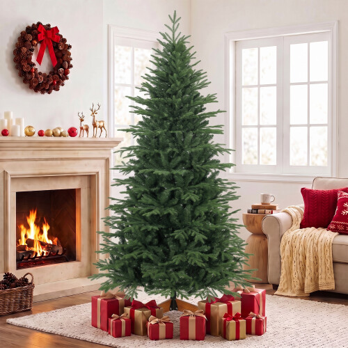 Homcom HOMCOM 7ft Artificial Christmas Tree Solid Pine Wood Stand, Green