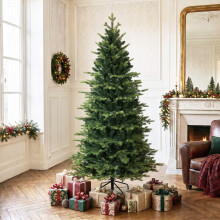 HOMCOM Geneva Fir Hinged Xmas Tree with 1610 Branch Tips, Green