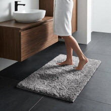 (50cm x 80 cm OR 1 ft 6 in x 2 ft 6 in Bath Mat/ Door Mat, Silver/ Grey- Shaggy Rugs) Modern Living Room Rugs Shaggy Fluffy Bedroom Soft Carpets Runner Indoor Outdoor Rug Floor Mats