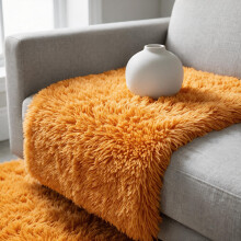 (50cm x 80 cm OR 1 ft 6 in x 2 ft 6 in Bath Mat/ Door Mat, Yellow/ Ochre- Shaggy Rugs) Modern Living Room Rugs Shaggy Fluffy Bedroom Soft Carpets Runner Indoor Outdoor Rug Floor Mats