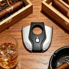 WestWood Stainless Steel Cigar Cutter Spring Loaded Dual Blade Fits Up to 60 Ring
