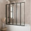 5 Panel 1200 x 1400mm Black Over Bath Glass Shower Screen Folding 1