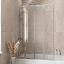 Bathroom 4 Panel Folding Bath Shower Screen Chrome 1000mm Reversible 4mm Glass