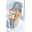 Ladies / Girls Retro Rectangular Quartz Watch/Rose Gold-Toned Case / Blue Strap 1