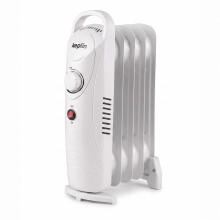 Keplin Mini Oil Filled Radiator, 650W Electric Heater, 5 Fin, Adjustable Thermostat, Castors, White