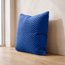 (Pack of 4, Navy Embossed) Velvet Cushion Covers 50x50cm Premium Hidden Zip Pillow Covers