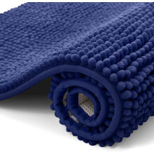 (50x80cm (1.6x2.6ft), Navy Blue) Chenille Bath Mat Soft Absorbent Non Slip Bathroom Rug | Thick Plush 100% Chenille