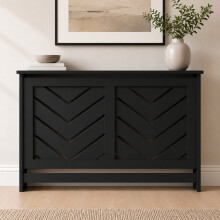 HEATSYNC® Radiator Cover Black Chevron Cabinet Medium (W: 111.5cm / H: 81.5cm / D: 21cm)