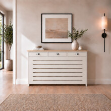 Cream Radiator Cover Cabinet Traditional Modern MDF Wood Horizontal Shelf Large