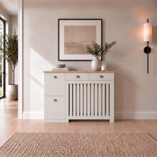 HEATSYNC® Radiator Cover Cream Vertical MDF Storage Cabinet (W: 116.5cm / H: 96cm / D: 19cm)