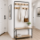 Hallway Shoe Bench Storage Coat Rack 9 Hooks 1