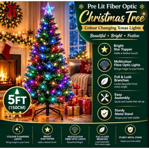 Pre Lit Fiber Optic Christmas Tree Colour Changing