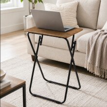 Folding Rustic Oak TV Table Side Computer Desk