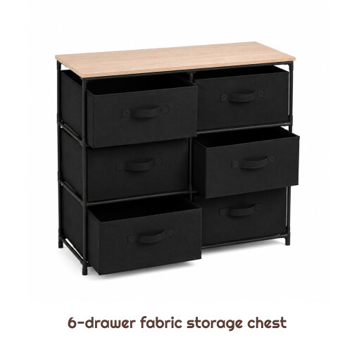 6 Drawer Fabric Chest of Drawers MDF Storage Unit 1